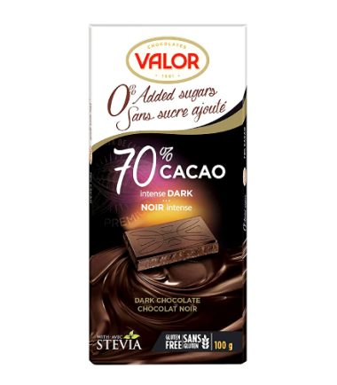 شکلات تلخ 85 درصد بدون گلوتن و بدون شکر والور-valor