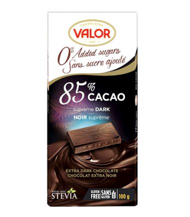 شکلات تلخ بدون گلوتن و بدون شکر والور-valor